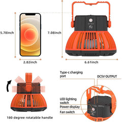 Rechargeable USB Hanging Fan with LED Light