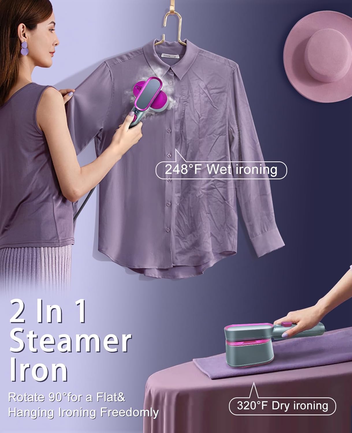 Rotatable Head Mini Steam Iron